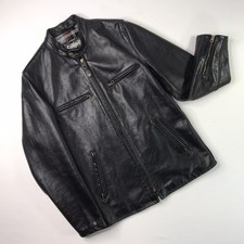 Schott NYC 660 Giacca Pelle Nera Foderata in Flanella Pelle di Vacchetta Cafe Racer Uomo M
