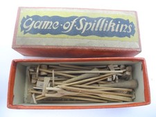 Antico gioco di SPILLIKINS con pezzi da gioco, istruzioni e scatola Germania