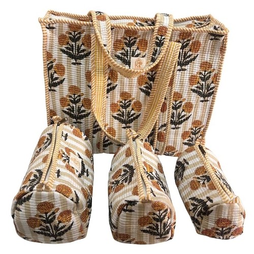 Set tote bag cotone trapuntato