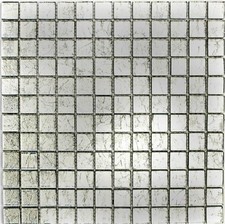 Mosaico IN Vetro Argento Struttura Parete Cucina Wc Bagno Art: WB123-8SB16 1 Mat