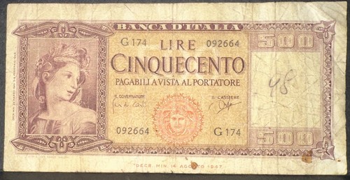 Banconota 500 lire ornata - banconota,