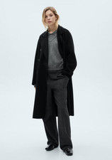 CAPPOTTO MANGO MNG $229 LANA NERO OVERSIZE FATTO A MANO NUOVO CON ETICHETTE TAGLIA M MEDIUM