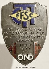 REGNO D’ITALIA MILANO A.XIV° 1936 TCI DISTINTIVO RADUNO INTER.LE DI CICLOTURISMO