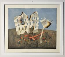 Quadro acquaforte acquatinta Enrico Benaglia 70x80cm“la casa di carta”in cornice