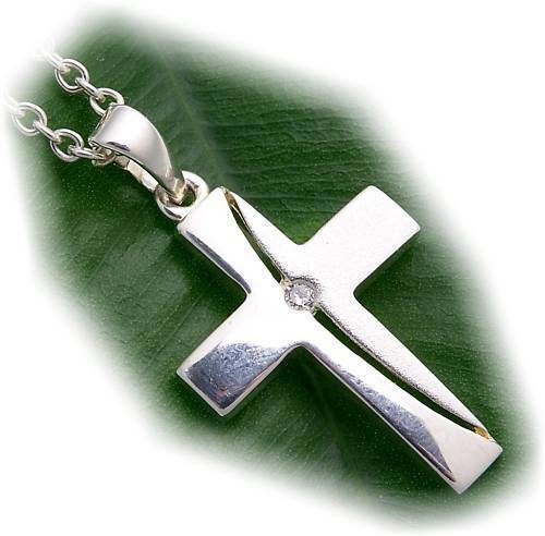 Ciondolo croce zirconia vero - a,