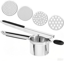 Schiacciapatate Acciaio Inox - Pressa per Patate, 4 Dischi Intercambiabili, Man