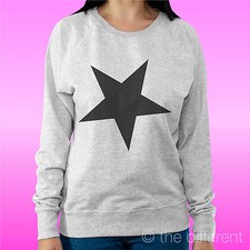 FELPA DONNA LEGGERA SWEATER GRIGIO CHIARO " STELLA NERA BLACK STAR MINIMAL "
