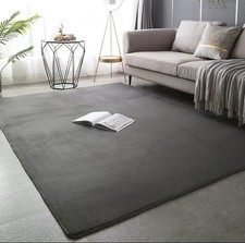 Tappeto per Soggiorno Grigio Lavabile In Pile Morbido Pelo Corto 160cm X 120cm