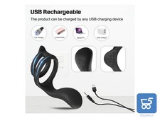 Anello Vibrante Silicone Nero USB Ricaricabile Impermeabile Discreto Stimolatore