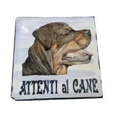 Mattonella Targa attenti al cane in Terracotta Ceramica parete dipinta a mano