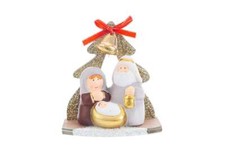 Presepe in Ceramica e Legno 11,5x12,5 - Collezione Natale Le Stelle