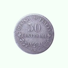 50 Centesimi 1863 Vittorio Emanuele III Regno d’Italia moneta argento collezione