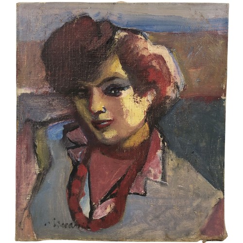 Olio tela ritratto di - su,