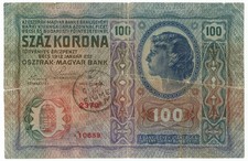 100 CORONE DOPPIA SOVRASTAMPA II III TIPO OCCUPAZIONE DANNUNZIANA FIUME MB+