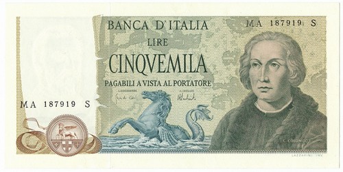 5000 lire cristoforo - 5000, colombo