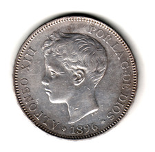 ESPAÑA 5 Pesetas plata 1896