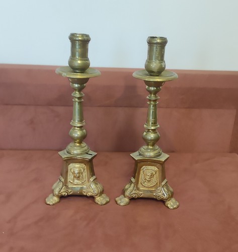 Coppia candelabri bronzo - coppia, in