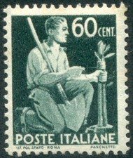 1945 Repubblica Democratica 60 cent. ruota filigrana CD nuovo ** cert. Carraro