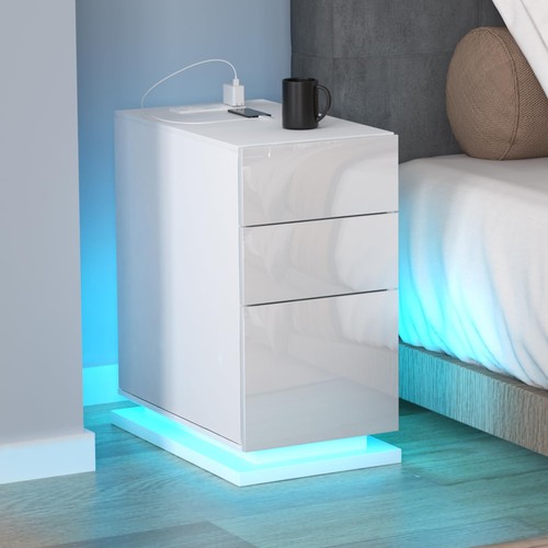 Comodino bianco led - comodino,