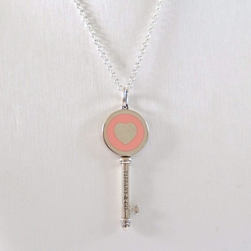 Collana chiave cuore - , rosa