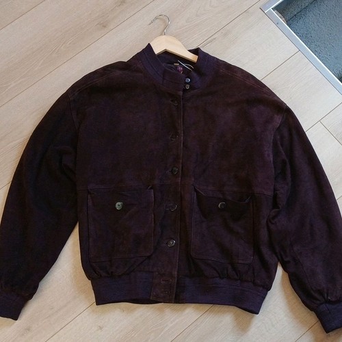 Bomber donna viola scamosciato