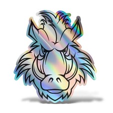 Sticker Olografico Fluo CINGHIALE Adesivo Decal Auto Moto Wall Camper 4x4 Murale