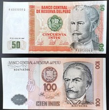 Banconote Perù 1987 50 e 100