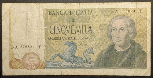 Banconota 5000 lire - banconota, colombo