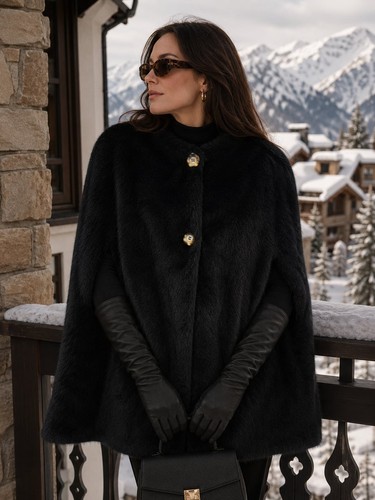 Poncho mantello pelliccia