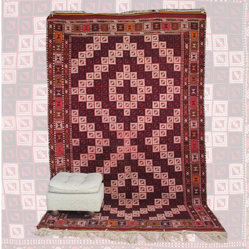 Kilim rosso vintage - fatto, a