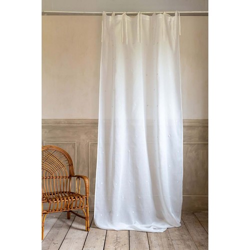 Tenda lino bianca con lacci - lino,