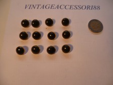 12 BOTTONI  METALLO RESINA COLOR NERO ORO 1,4 CM VINTAGE CAMICETTA MAGLIA SARTO