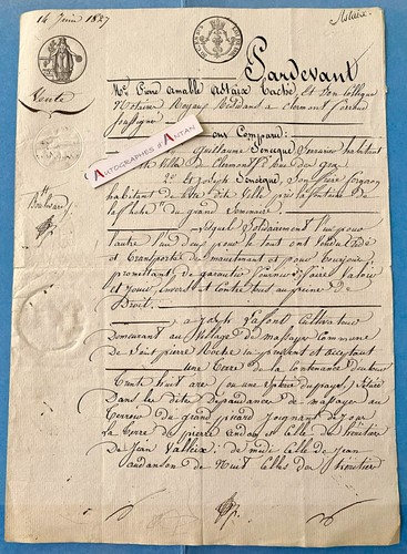 Acte 1827 vente guillaume - 1827,