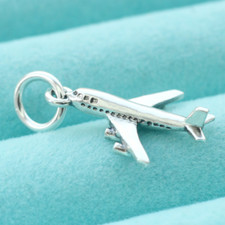 Ciondolo Charm Aereo Argento Sterling 925 Aereo Passeggero Aereo per Collana