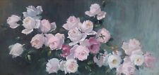 Grande dipinto olio originale anni 50 impressionista italiano natura morta rose firmato