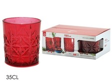 Set di 6 Bicchieri Barocco Rossi 35 cl Tavola Natalizia Elegante Fides