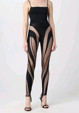 MUGLER LEGGINGS DONNA PANNELLO TRASPARENTE FR 38 / UK 10 NERO PREZZO AL PUBBLICO £ 480 ANNUNCIO