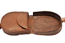 Antico Ferro Portamonete Con Vera Pelle Portafogli Soldi Borsetta Collectibl