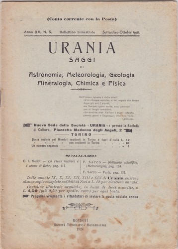 Urania rivista 1926 anno - urania,,