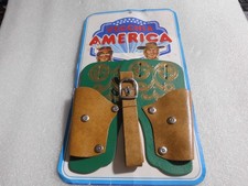Coppia Fondina Vecchia America pistola giocattolo cowboy western vintage anni 70