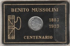 Mussolini folder con moneta - mussolini,