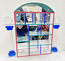 Mensola portagioie anni 80 Lucite con specchio pilastri prisma blu verde rosso