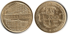 Italia 200 lire, 1996 - 100°