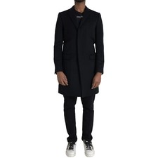 DOLCE & GABBANA Giacca Nero Monopetto Trench Cappotto Uomo IT46/US36/S 3380usd
