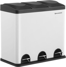 SONGMICS Pattumiera di 54L, Cestino di Spazzatura, a 3 Sezioni,  con Pedale