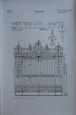 1909 Architettura Stampa Ferro Battuto Iron Gates Presso Enfield Dettagli Londra