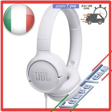Cuffie JBL Tune 500 Bianche con Microfono Suono Pure Bass Jack 3,5mm