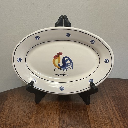 Piatto ovale gallo maiolica