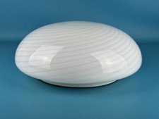 Vintage Lampada Plafoniera 35cm Vetro Spirale Bianca Design 1980