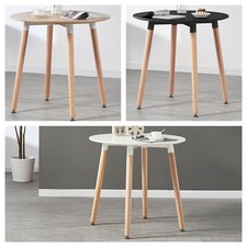 Halo Rotondo Tavolo da Pranzo Nero Bianco Rovere Design Retrò Legno Zampe - 80cm